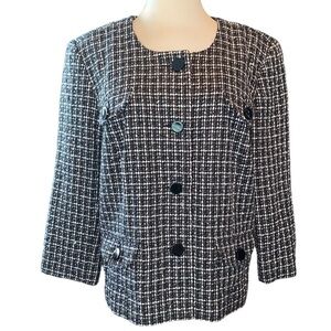 Kim Rogers blazer jacket long sleeve lined 2 front projects button down size 16